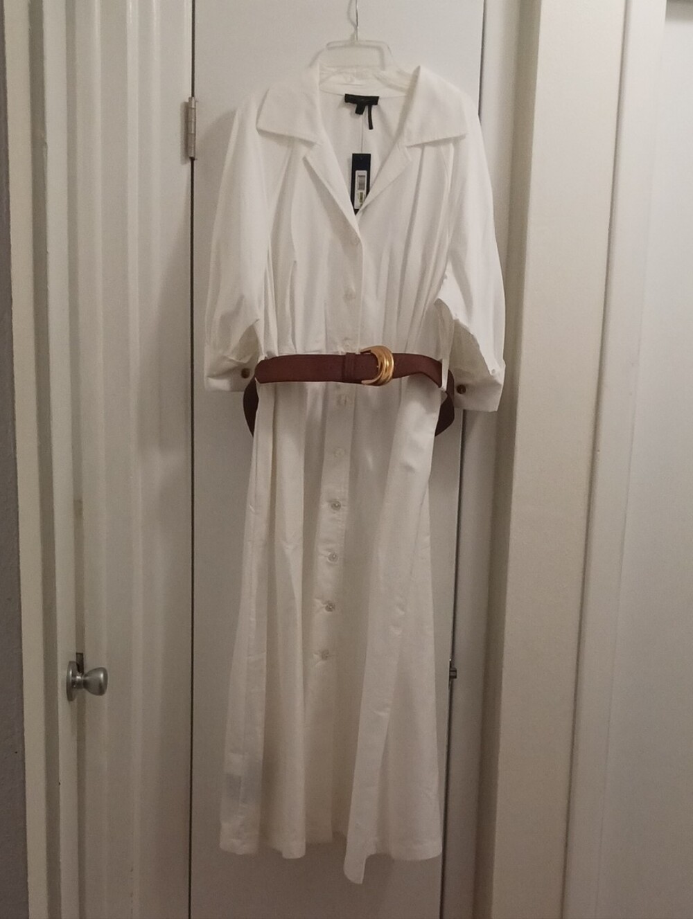 Donna Karan White Cotton Dress